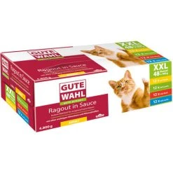 Dehner Gute Wahl Katzenfutter Adult, Multipack XXL, Je 12 X Huhn, Lamm, Rind & Lachs, Im Beutel, 48 X 100 G (4.8 Kg)